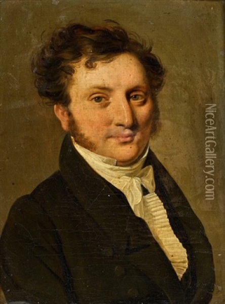 Portrait D'homme En Redingote Grise Oil Painting - Louis Leopold Boilly