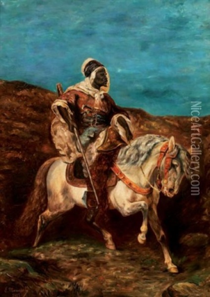 Cavalier Arabe Oil Painting - Eugene Mousset