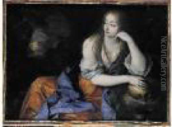 Portrait Presume De La Belle Du Ludre En Sainte Marie Madeleine Oil Painting - Justus van Egmont