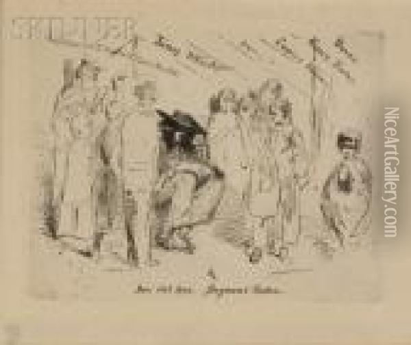The Title To The French Set (whistler Sketching) Oil Painting - James Abbott McNeill Whistler