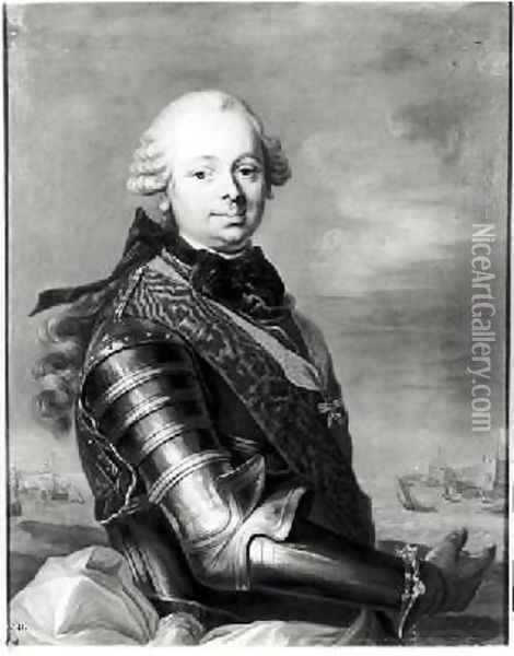 Portrait of Etienne-Francois duke of Choiseul 1719-85 Oil Painting - Louis Michel van Loo