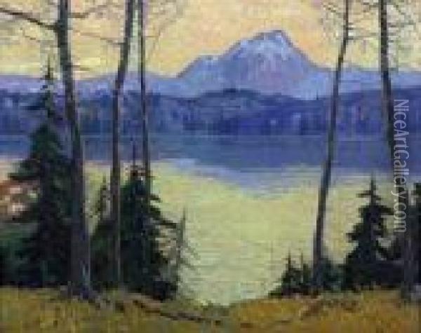 Landscape With Mountain And Lake Oil Painting - Carl Rudolph Krafft