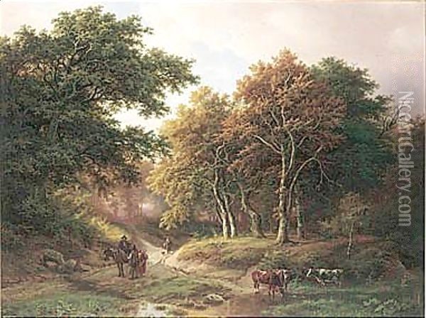 Path Through The Woods (Der Waldweg) Oil Painting - Barend Cornelis Koekkoek