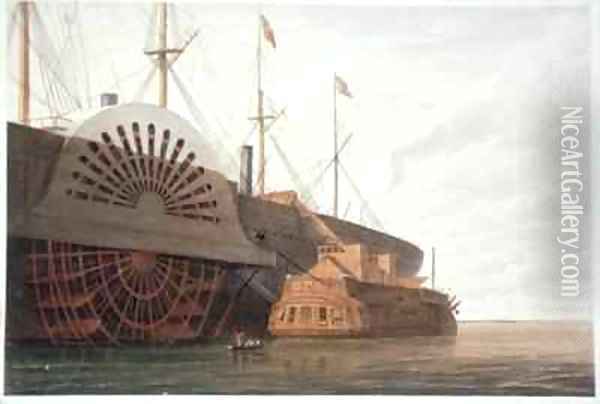 The Old Frigate HMS Agamemnon with her weight of cable alongside the SS Great Eastern Oil Painting - Robert Dudley