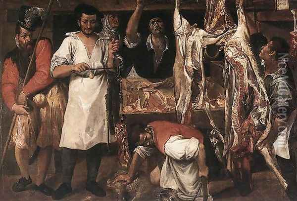 The Butcher's Shop Oil Painting - Annibale Carracci