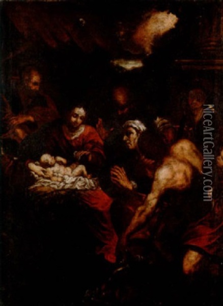 The Adoration Of The Shepherds Oil Painting - Pietro Paolo Raggi
