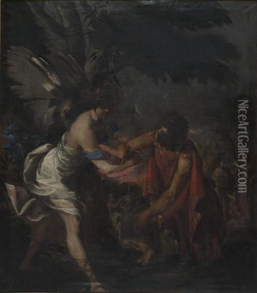 Giacobbe Lotta Con L'angelo Al Guado Di Iabbok Oil Painting - Francesco Maffei