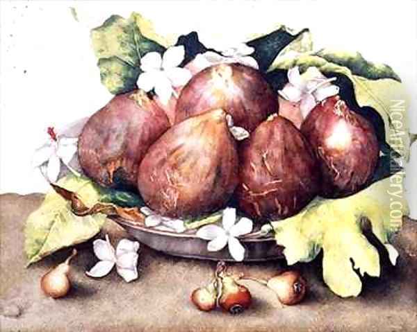 Figs on Leaves Oil Painting - Giovanna Garzoni
