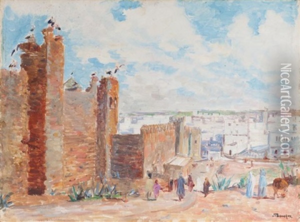 Les Remparts De Rabat, Maroc Oil Painting - Joseph Felix Bouchor