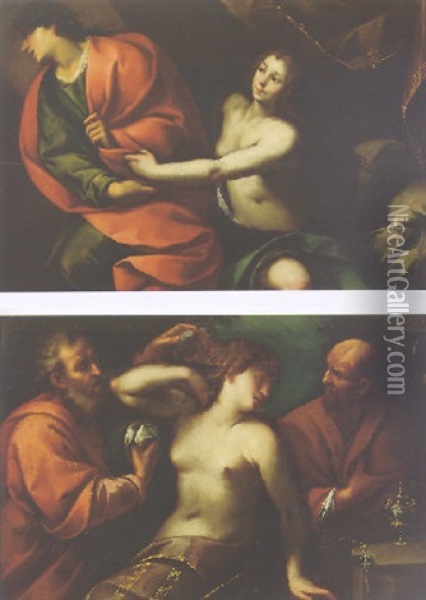 Joseph And Potiphar's Wife Oil Painting - Giovanni Stefano Danedi