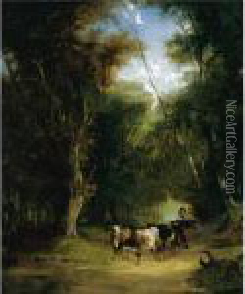 In The New Forest Oil Painting - Snr William Shayer