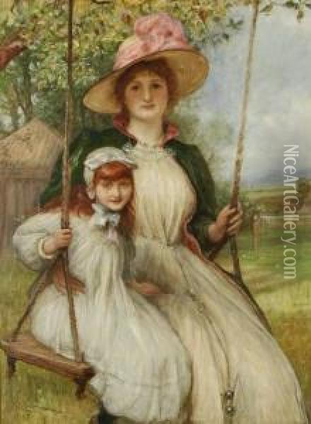 Mother Anddaughter On A Swing Oil Painting - Robert Walker Macbeth