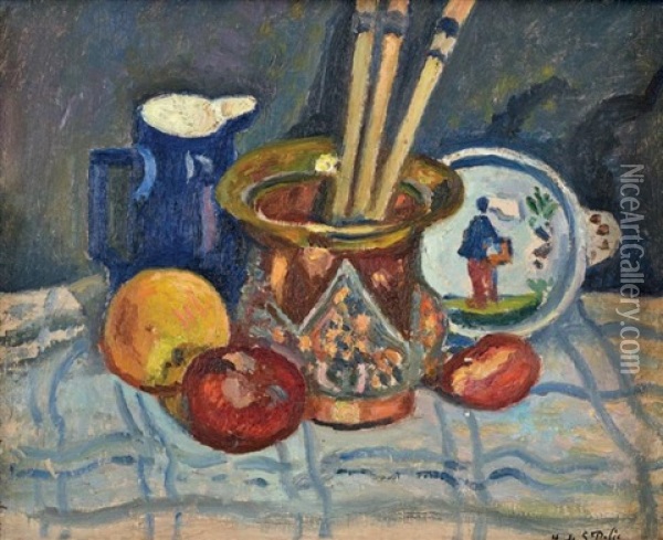 Pinceaux Et Ceramiques Oil Painting - Henri Lienard De Saint-Delis