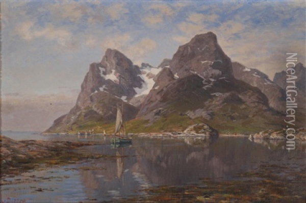 Fjordlandskap Oil Painting - Johannes Von Ditten
