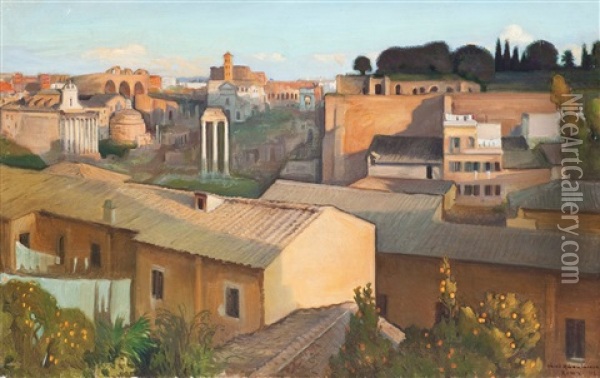 View Of Rome Oil Painting - Vaeinoe Haemaelaeinen