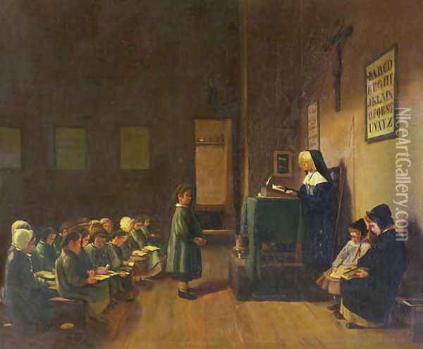 The Schoolroom, 1876 Oil Painting - Francois Bonvin