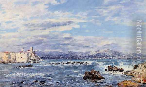 A Gusty Northwest Wind at Antibes Oil Painting - Eugene Boudin