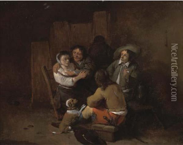 Peasants In An Interior Oil Painting - Cornelis (Pietersz.) Bega