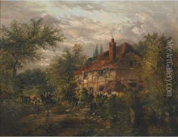 Two Views Of Hampshire Oil Painting - Edgar Longstaffe
