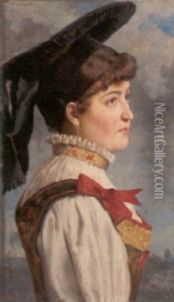 Portrat Einer Jungen Frau In Tracht Oil Painting - Carl Probst