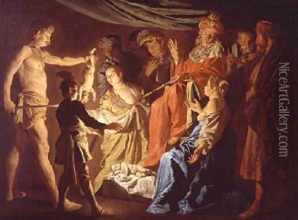 The Judgment of Solomon 1640 Oil Painting - Matthias Stomer
