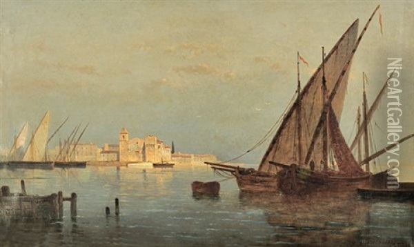 Scene De Port Oil Painting - Pierre-Gustave Girardon