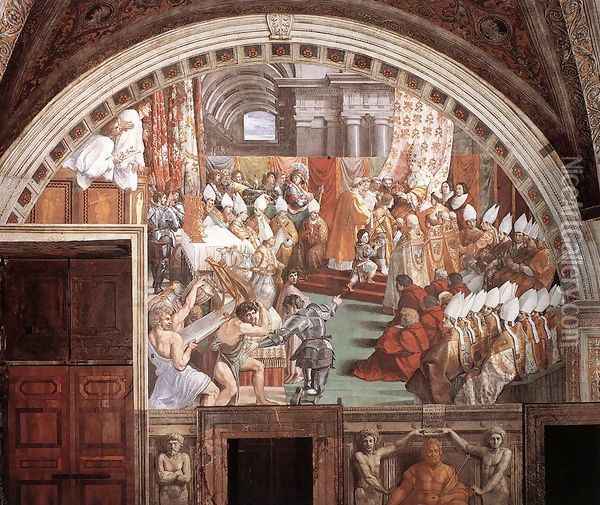 The Coronation of Charlemagne Oil Painting - Raffaelo Sanzio