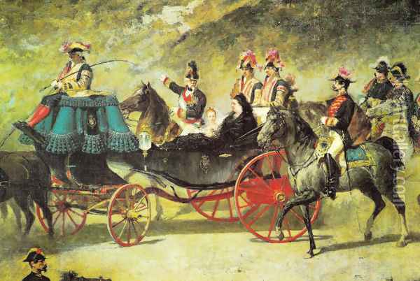 Elizabeth II passing list to the troops, detail Oil Painting - Mariano Jose Maria Bernardo Fortuny y Carbo
