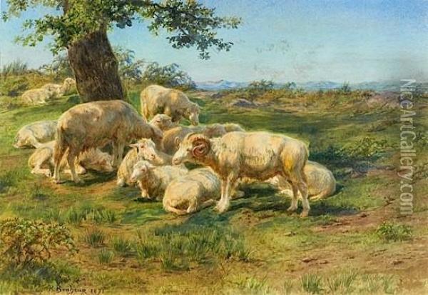 Troupeau De Moutons A L'ombre D'un Chene Oil Painting - Rosa Bonheur