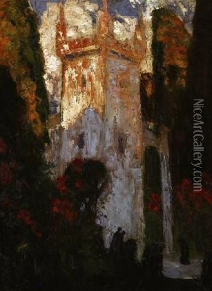 Cathedral Oil Painting - Thomas Edwin Mostyn