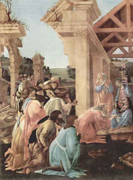 Adoration of the Magi (detail 1) Oil Painting - Sandro Botticelli