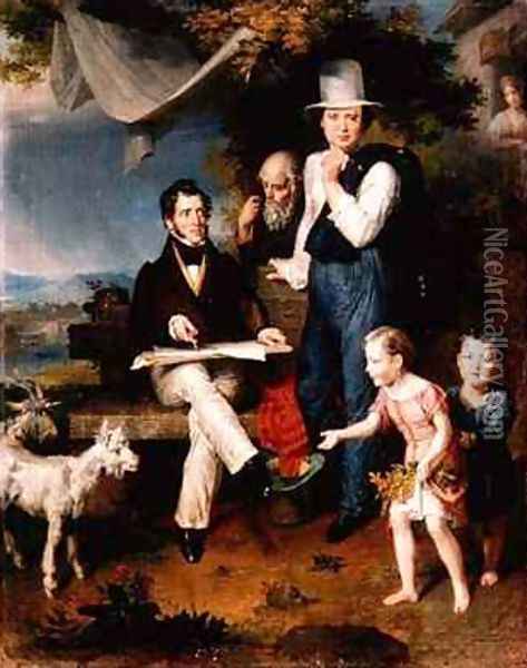 Group Portrait including the artist George Dawe 1781-1829 and a self portrait Oil Painting - Vasili (Wilhelm-August) Aleksandrovich Golike