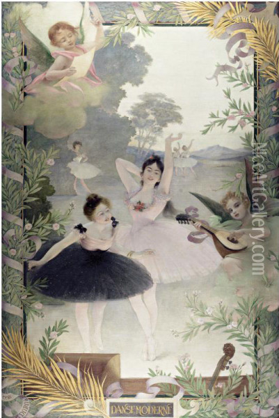Danse Moderne Oil Painting - Edouard-Marie-Guillaume Dubufe
