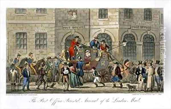 The Post Office Bristol Arrival of the London Mail Oil Painting - Isaac Robert Cruikshank