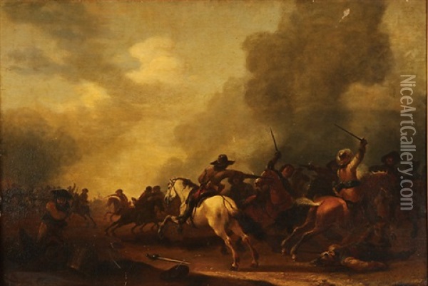 Calvary Skirmish Oil Painting - Abraham van der Hoef