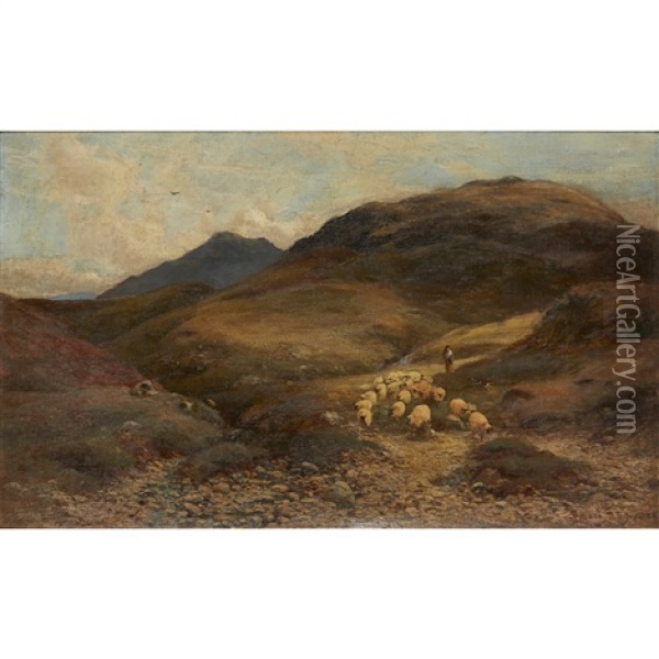 A Highland Pastoral Oil Painting - John Smart IV
