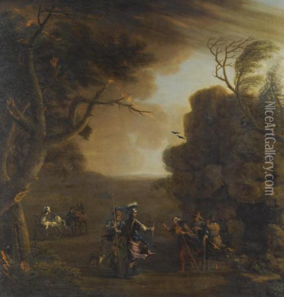 Macbeth And Banquo With The Three Witches Oil Painting - John Wootton