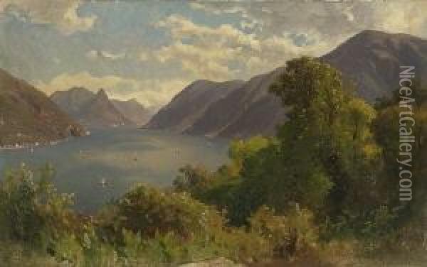 Blick Auf Den Luganer
 See. Oil Painting - Albert Hertel