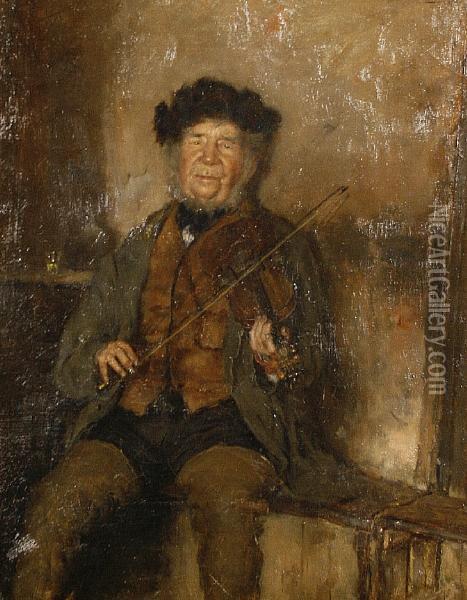 The Violin Player Oil Painting - Carl Bragger