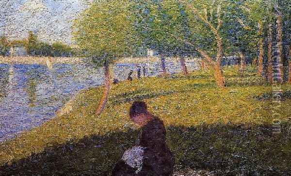 Woman Sewint Oil Painting - Georges Seurat