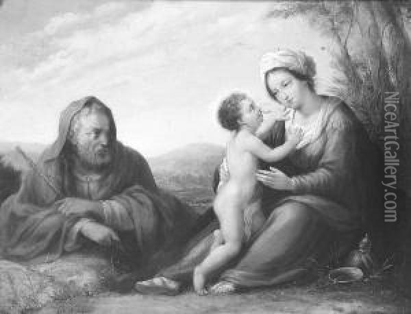 The Holy Family Oil Painting - Agostino Aglio