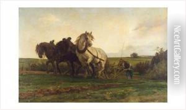 Le Labour Oil Painting - Henri-Arthur Bonnefoy