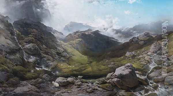 Clouds passing over Ben More, 1870 Oil Painting - Henry Bright