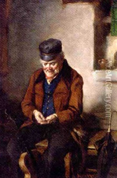 A Jolly Busker Oil Painting - Hermann Kern