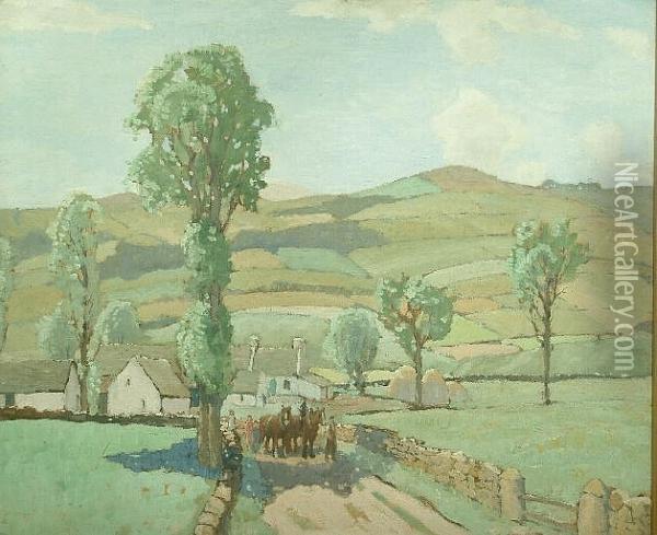 Summertime In Renfrewshire Oil Painting - James Wright