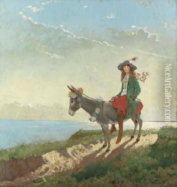 Gardenia St George On A Donkey; Gardenia And Nedda Oil Painting - Sir William Newenham Montague Orpen