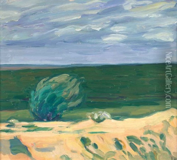 Landschaft Mit Vom Sturm Gepeitschten Busch Oil Painting - Wilhelm Laage