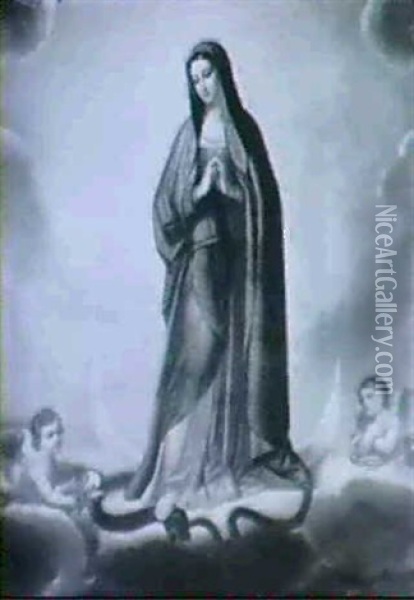 The Immaculate Conception Oil Painting - Giovanni Battista Salvi (Il Sassoferrato)