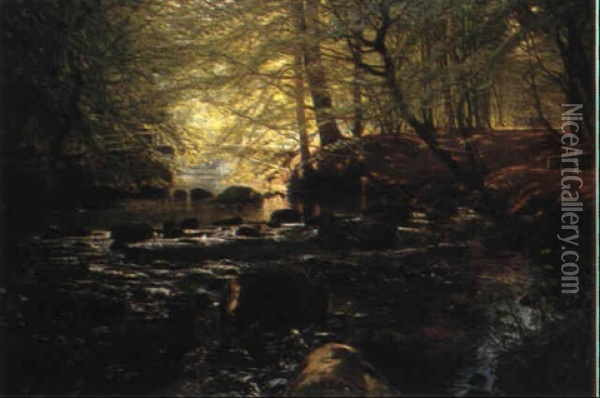 A Woodland Scene At Holte Oil Painting - Olaf Viggo Peter Langer