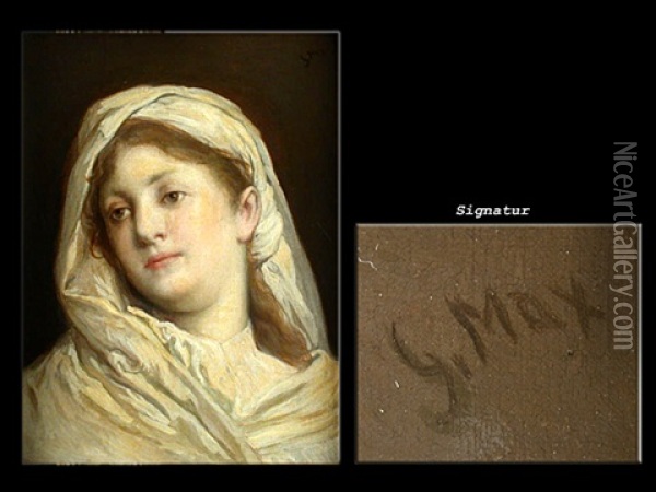 Junge Frau Mit Kopftuch Oil Painting - Gabriel von Max
